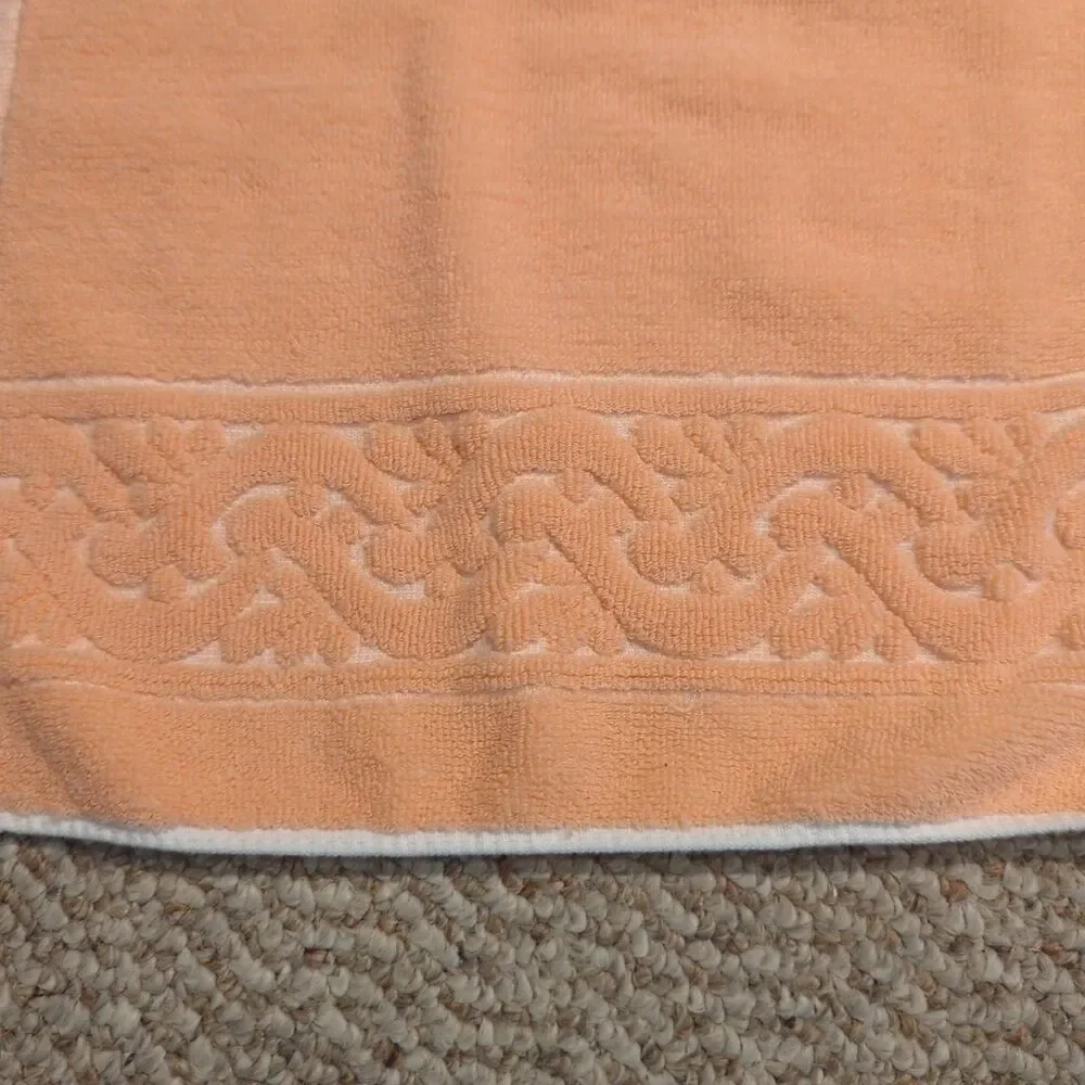 Vintage Bassetti Towel Set Peach Cotton Scroll Two Body Two Hand MCM